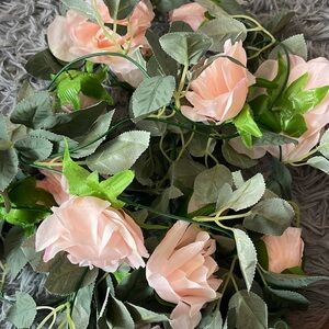 (2 for $20) Elegant Pink Rose Vine Garland. 2 pieces